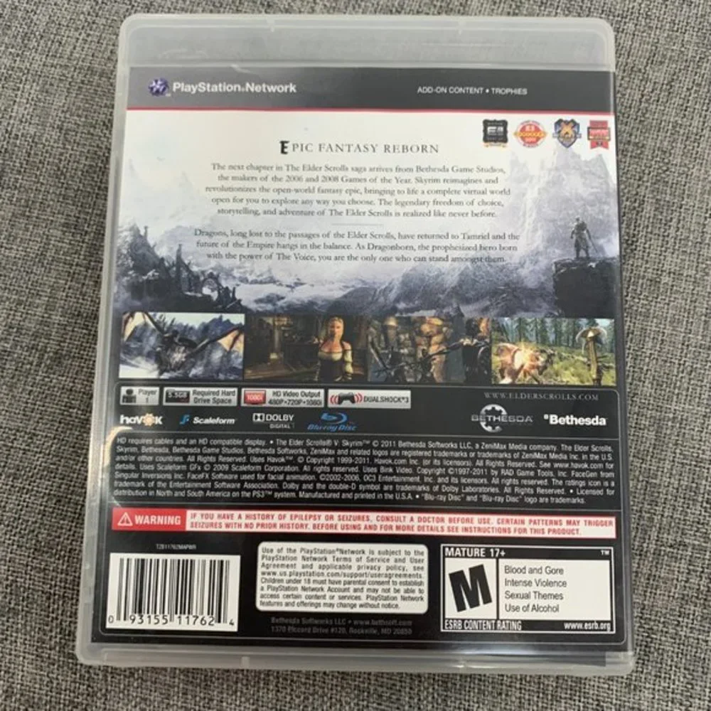 PS3 The Elder Scrolls V‎ Skyrim Playstation 3 Mature 17+ Epic Fantasy Reborn